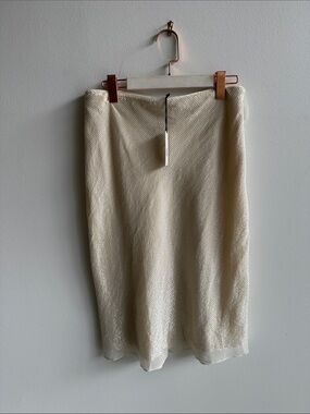 Banana Republic Cream Textured Midi Skirt